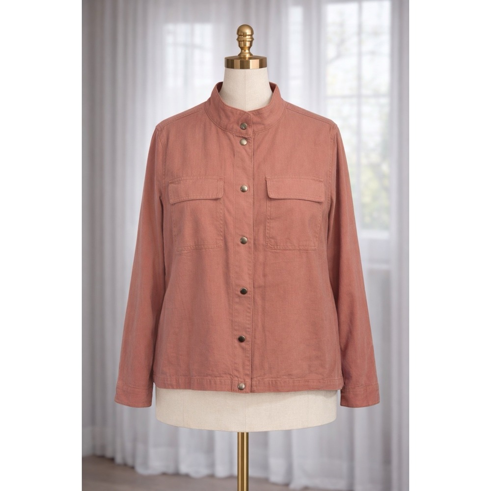 Old Navy Jacket Pink Soft Rayon Utility Pockets Snap Front‎ Lightweight Large